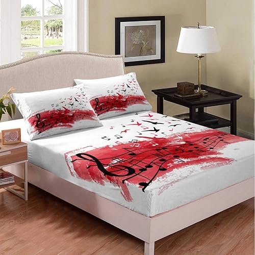 Erosebridal Sábana bajera ajustable de teñido anudado colorido, hoja inferior de rotación de música, estilo grunge, juego de ropa de cama clásica de