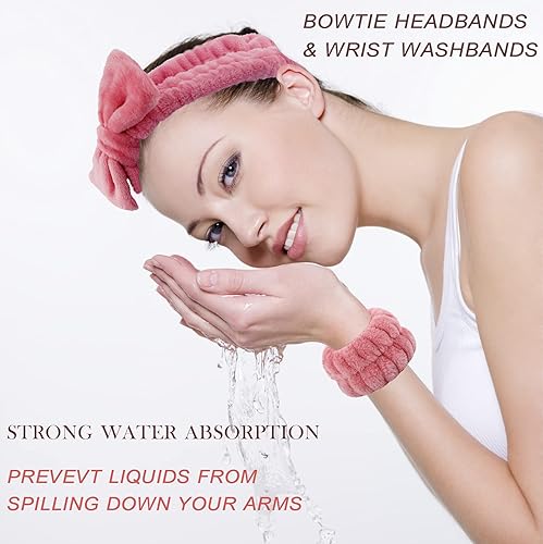 Miniatura 9 de 6 diademas de spa, muñequeras para lavar la cara, muñequeras para lavar la cara, muñequeras para el cabello, para mujeres y niñas, maquillaje para