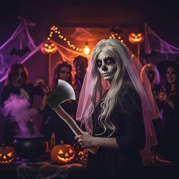 Halloween Fake Hatchet Prop, Foam Axe Fake Prop Axe for Halloween Hatchet Costume, Realistic Felling Axe for Women Men Halloween Costume Cosplay Party Trick Props Black 1Pcs