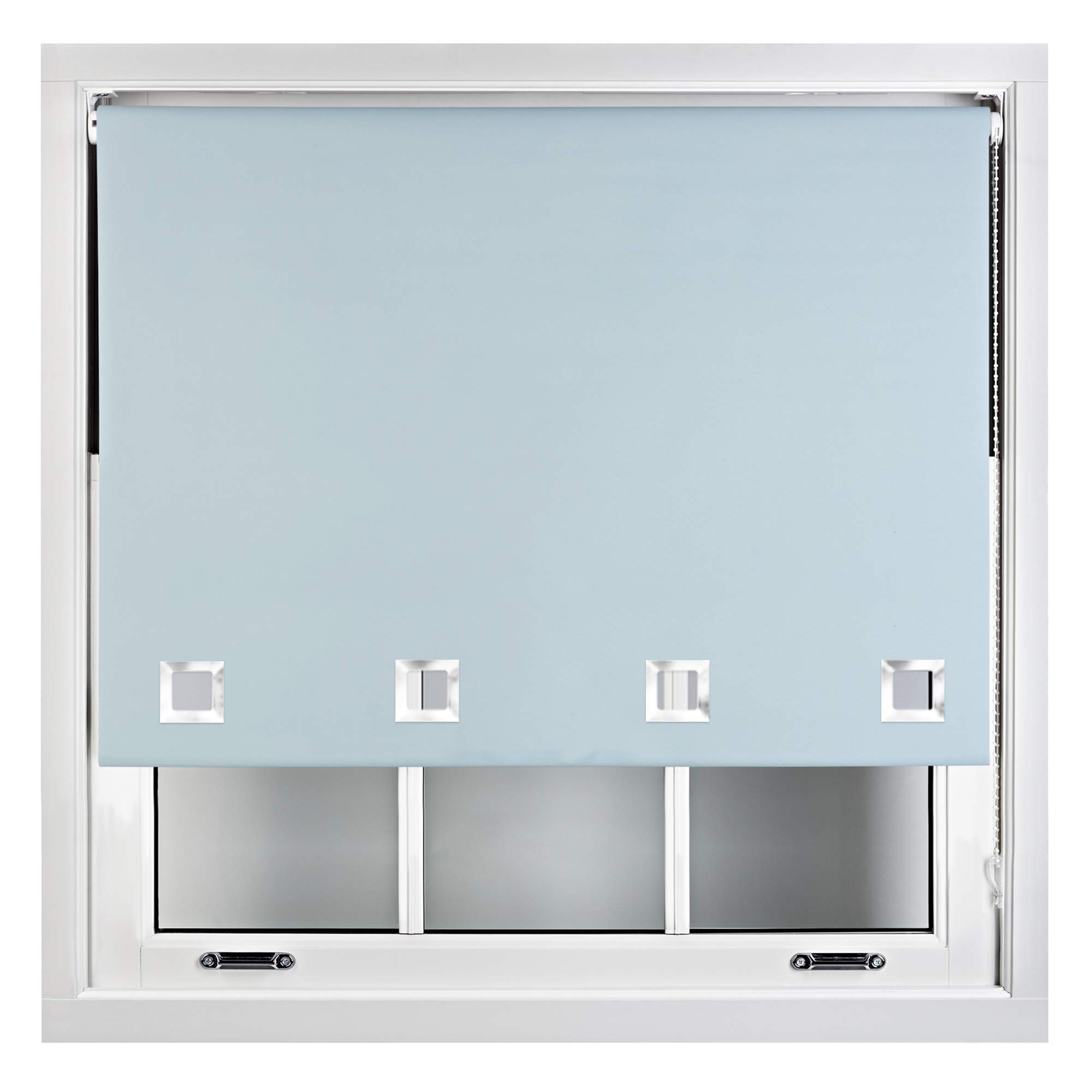 FURNISHED Blackout Roller Blinds with Large Square Eyelets - Made to Measure - Duck Egg Blue 120cm x 165cm