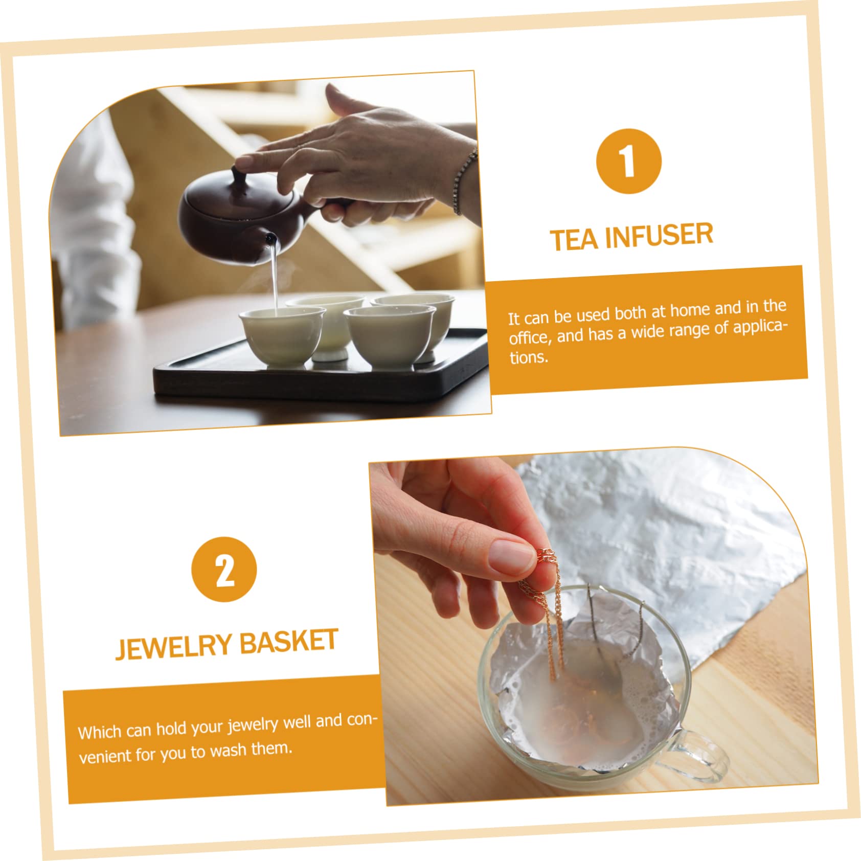HOLIDYOYO 2pcs Stainless Steel Tea Infuser Ball Strainer Multi-function Jewelry Clean Basket Soup Strainer Balls