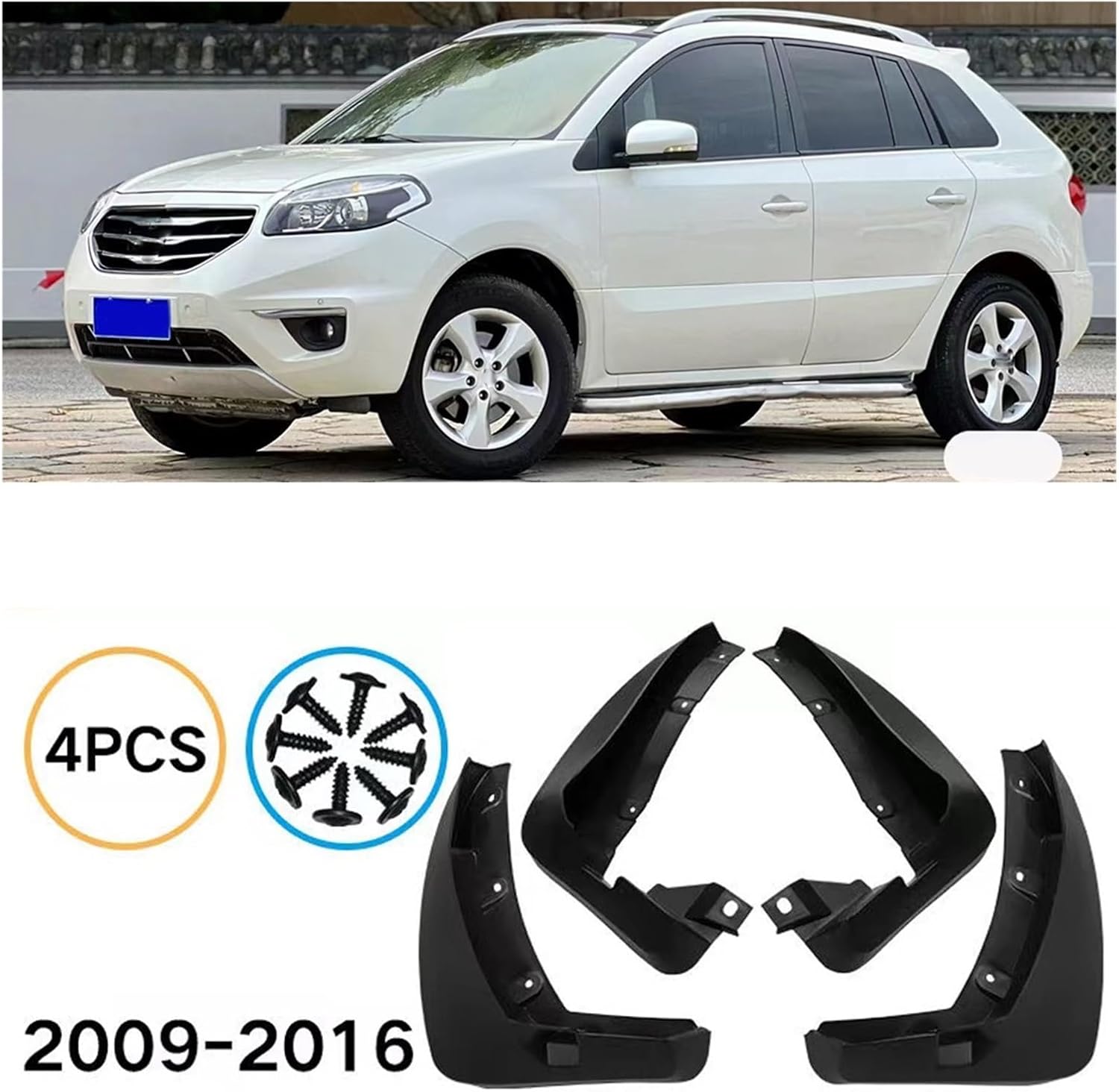 Fender Car Accessories 4pcs Compatible with Renault Koleos 1 2009-2016 Car Mudguard Front Rear