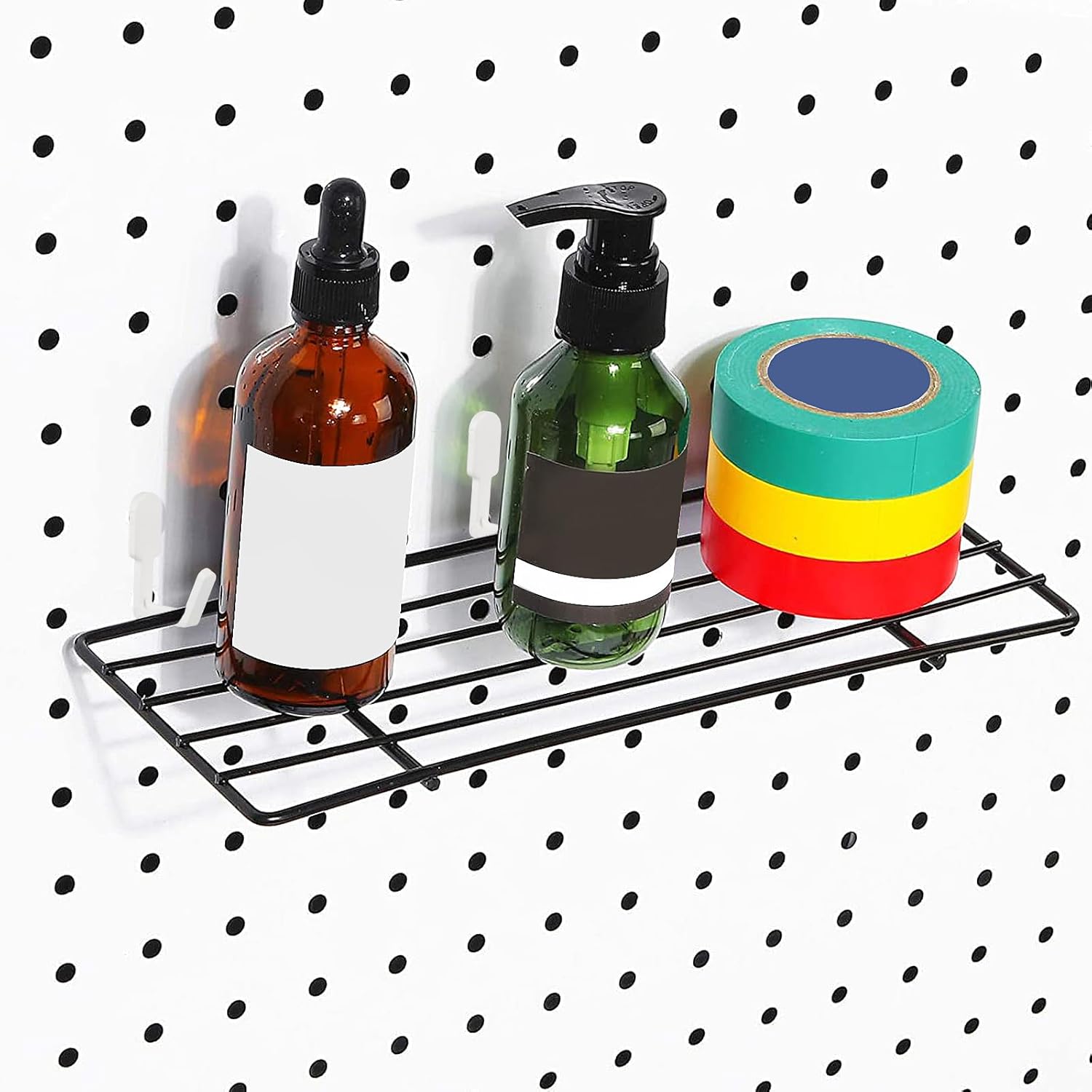 DOITOOL Peg Board Hooks J Shape Plastic Display Hooks 1.29 Inch Compact Shelf Hanger for Garage Kitchen Wall Storage Organizer 20 Pack