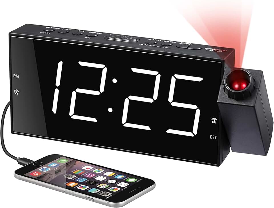 clock that shines on ceiling