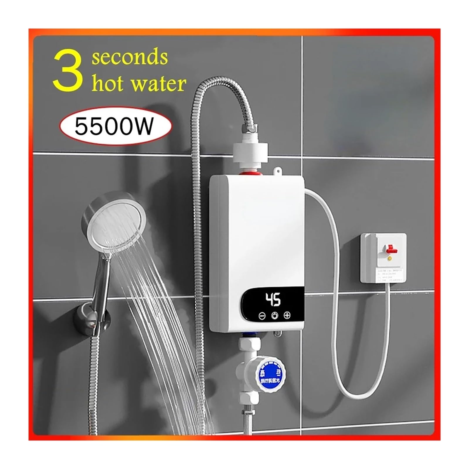 Natychmiastowy Podgrzewacz Wody 5500 W Przenośne Grzejniki Elektryczne Do Łazienki Z Prysznicem Z Ciepłą Wodą I Ogrzewania Domowej Kuchni Łatwy w użyciu(110 3500W)