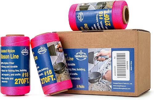 Miniatura 36 de HONGDA Cuerda de Nylon Trenzado, #18 x 540 pies Cuerda de Línea de Albañil, Cordel de Nylon para Trabajos de Mampostería, Línea de Trote, Línea
