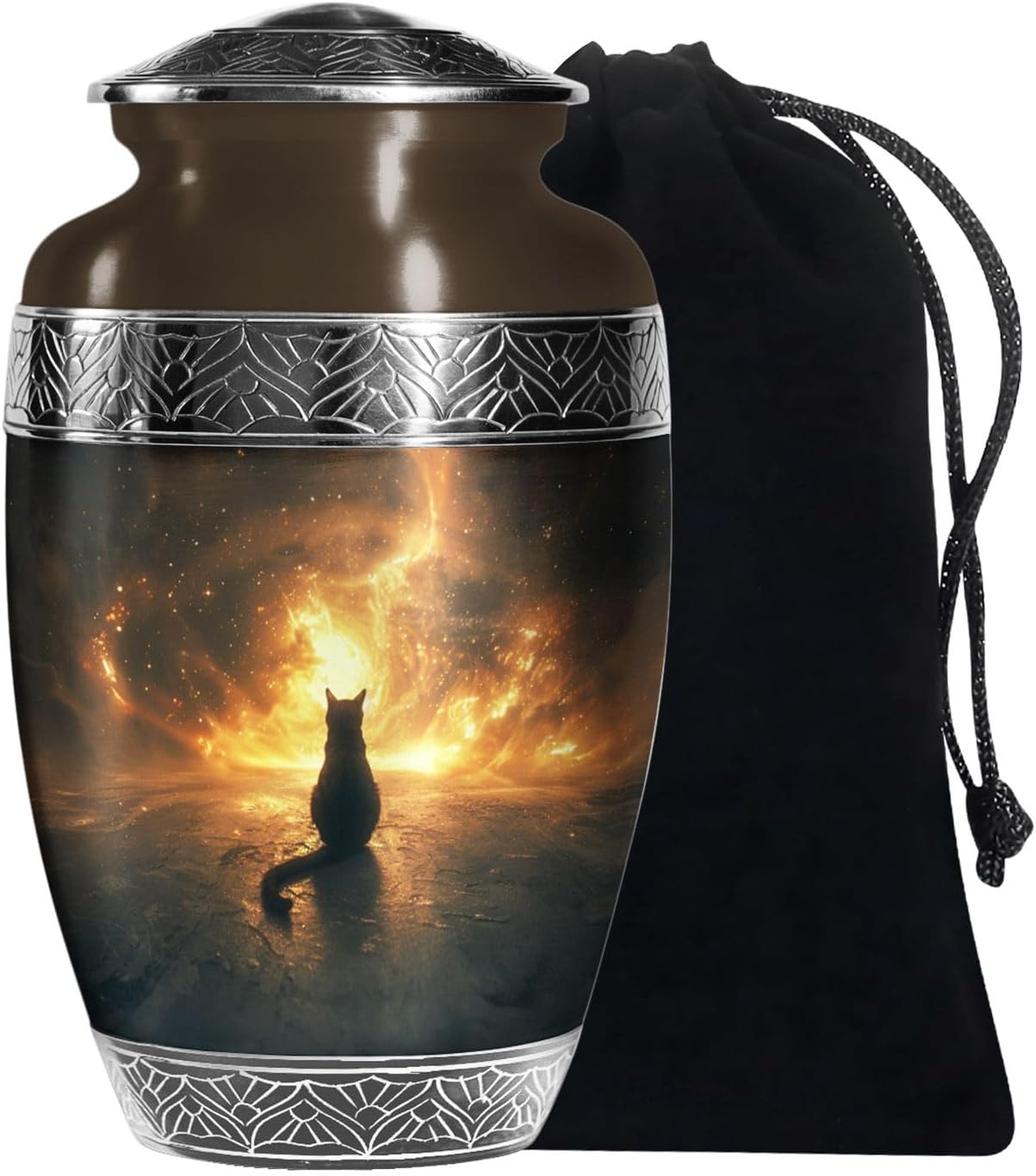 Cat Urn - Large for Human Ashes - Adult Male Cremation Memorial - Companion Urn for Ashes