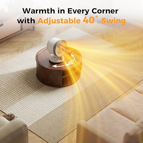 Miniatura 5 de Combo de ventilador de calentador 2 en 1, ventilador portátil de calefacción y refrigeración de escritorio de 1500 W, oscilante con termostato
