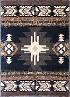 South West Native American Area Rug 5 Feet X 7 Feet Black Design C318