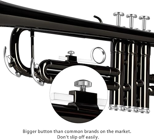 Miniatura 3 de EASTROCK Bb Trumpet Juego de trompeta estándar con estuche de transporte, guantes, boquilla 7C y kit de limpieza (negro)