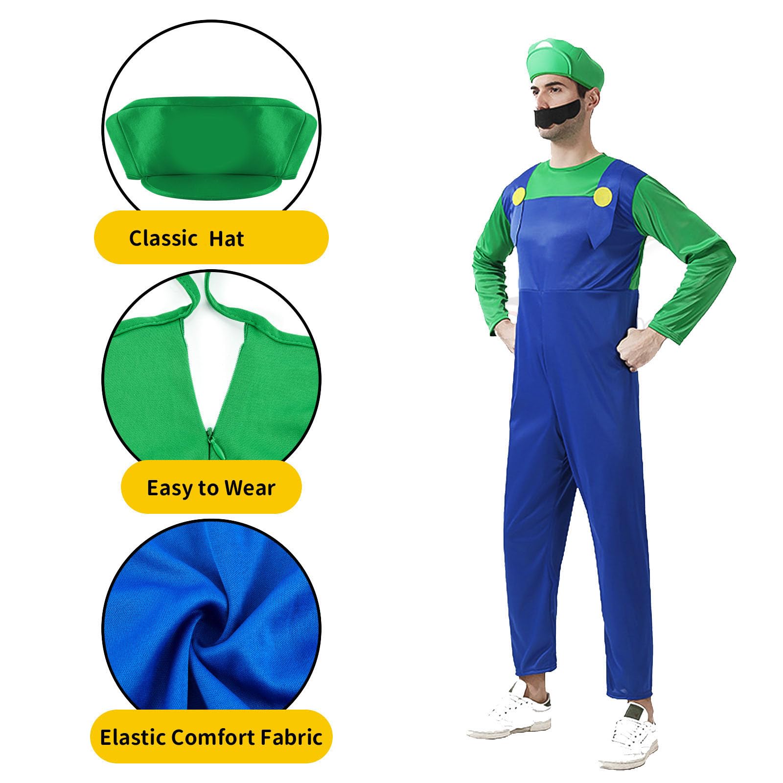 Kitimi Costume Adulto Bambino, Super Costumi Cappelli e Barbe, Decorazione del Costume di Carnevale Halloween Cosplay per Ragazzi, Ragazze e Bambini Adulti