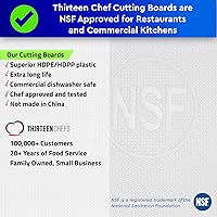 Vista 3 de Thirteen Chefs Tabla de cortar de plástico extra grande de 24 x 18 pulgadas, HDPE blanco de 1/2 pulgada de grosor para restaurantes y cocinas