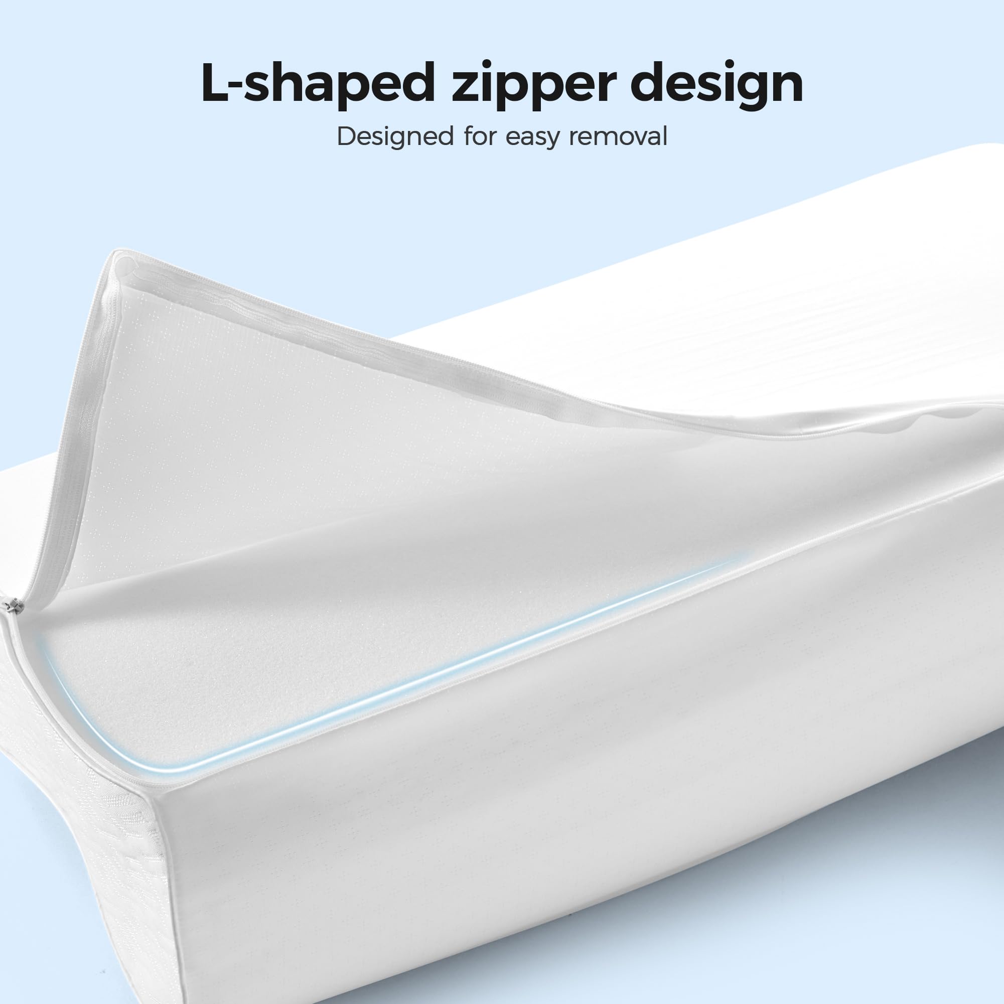 Elviros Ergonomisches Nackenstützkissen aus Memory Foam, Höhenverstellbares Sandwichkissen für Seiten- und Rückenschläfer, Kissen mit Abnehmbarem Atmungsaktivem Bezug, 60x35,5x13,5cm