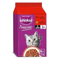 WHISKAS PRANZETTI Cibo Umido in Salsa per Gatti Adulti 6x50g Carne