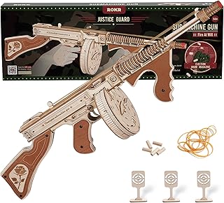 ROKR 3D Wooden Puzzles for Adults-Rubber Band Toy Tommy Gun-Model Kits to Build for Adults-Wood Puzzles Adult-Hobbies for Men-Gift Idea for Christmas
