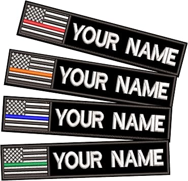 CustomizableName Patch 2pcs, Personalized Name Tactical Tape with American Flag for Bags Uniform or Vest Jackets, Embroidered Name Tags- Military Hook Patches or Iron on Black