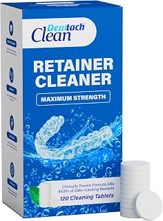 DENTTACH Clean Retainer Cleaner Tablets, Proprietary DEEP CLEANSER Formula Cleans Beneath the Surface, Removes Fog and Stains, Compatible with Invisalign, Retainers, Dentures, Aligners, Mouth Guard