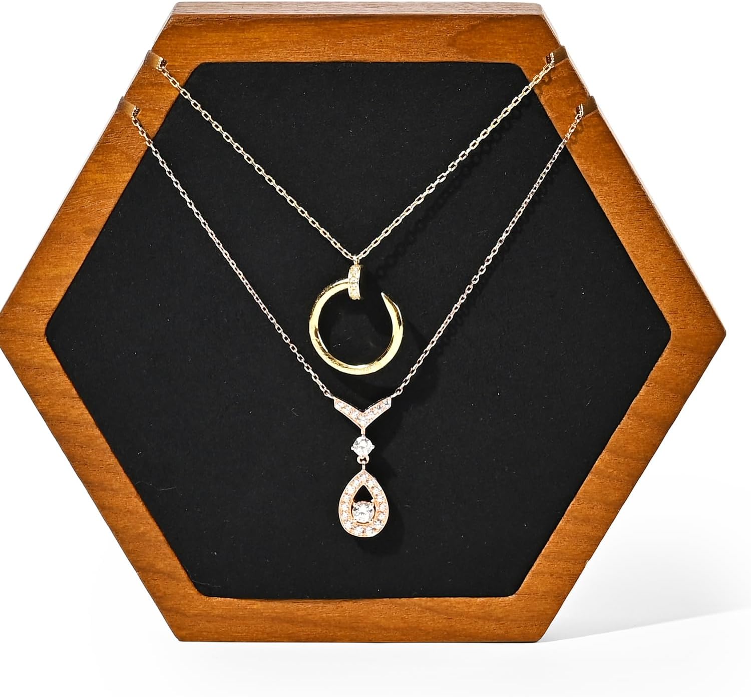 Solid Wood Necklace Display Stand Black