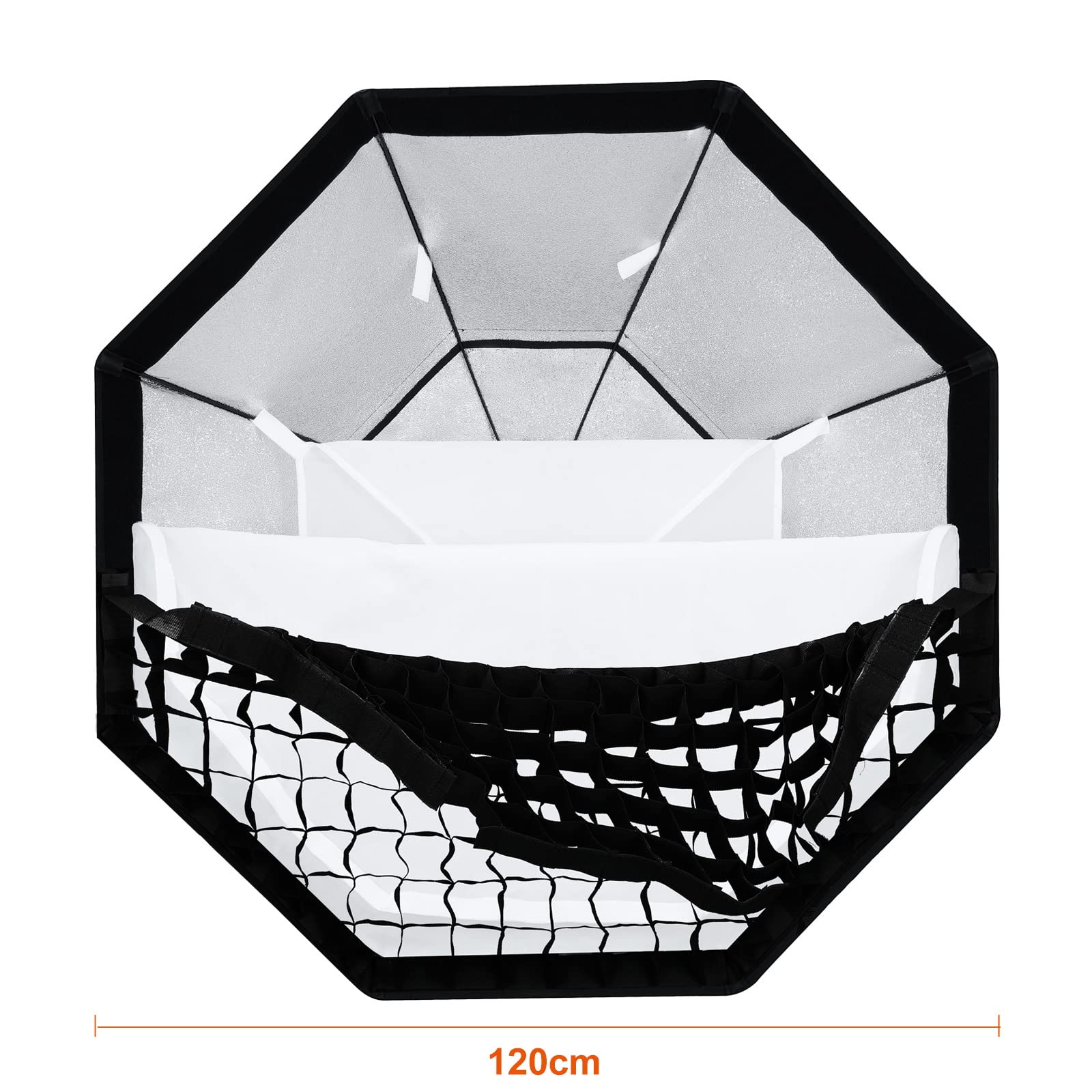 Godox Boîte à lumière octogonale 120 cm avec grille nid d'abeille et sac pour flash Speedlight (monture Bowens)