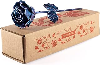 Forging Art Bcn® Hand Forged Eternal Wrought Iron Rose (Cyan)