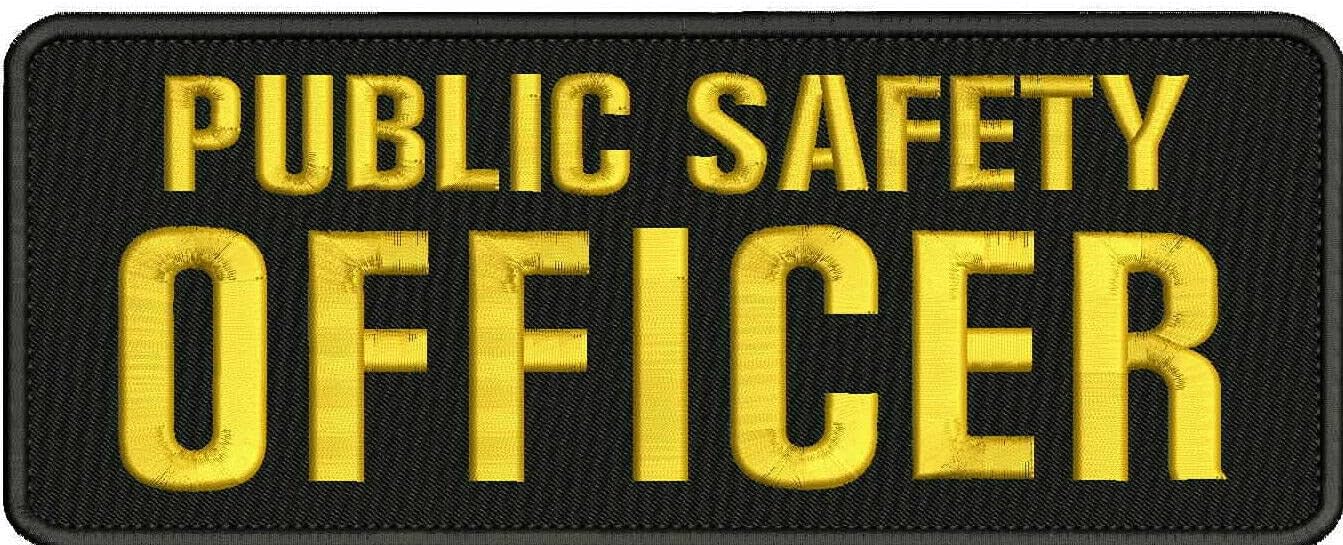 Public Safety Embroidery Patches 4x11 Hook on Back Black/Gold