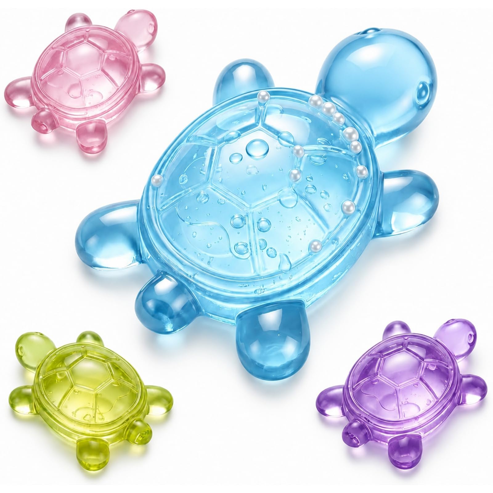 Taba Squishy Turtle Family Kawaii Slow Rising Fidget Stress Relief Sensory Toys Youth Adult 1 Parent 3 Baby Turtles Anxiety Relief Squeeze Non-Toxic Party Favors Portable Calming Gift (Blue)