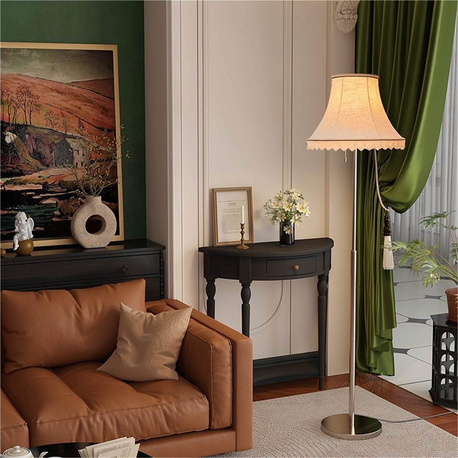 Lampada Stelo Lampada Da Terra Retrò Europea, Soggiorno, Divano, Decorazione Camera Letto Salotto(Linen)