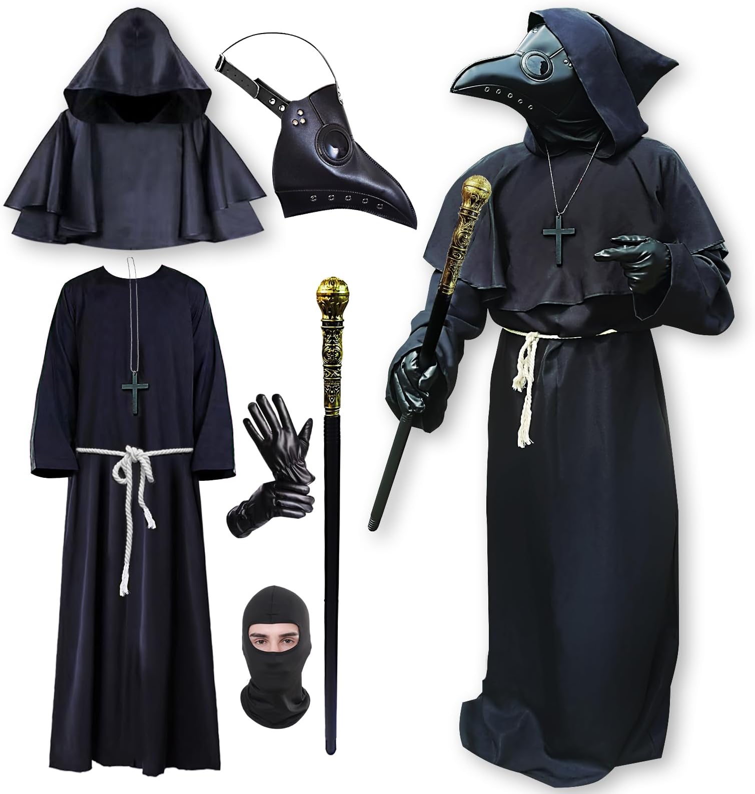 Plague Doctor Costumes,Plague Doctor Mask,Halloween Costumes Cosplay for Men Women Teenagers