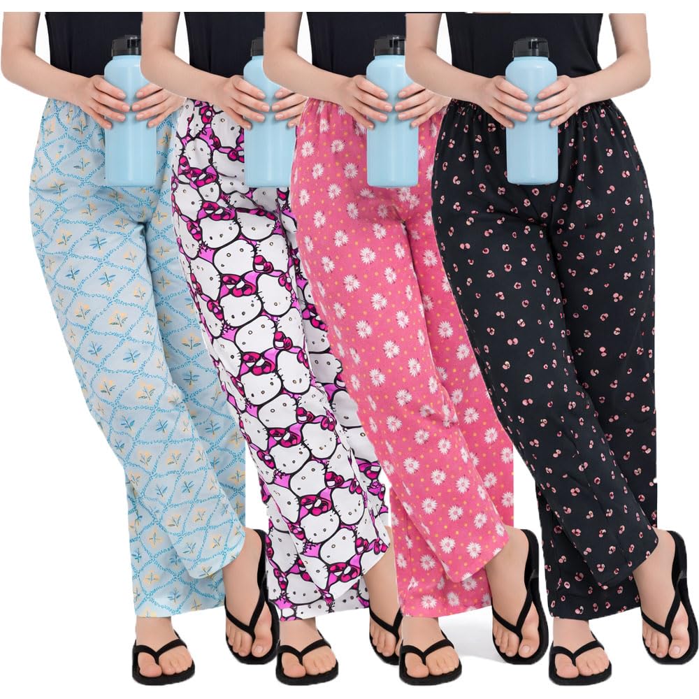 Women's Printed Cotton Pyjamas/Lounge Wear Pants For Women (Prints May Vary) 4Pack-picture-42