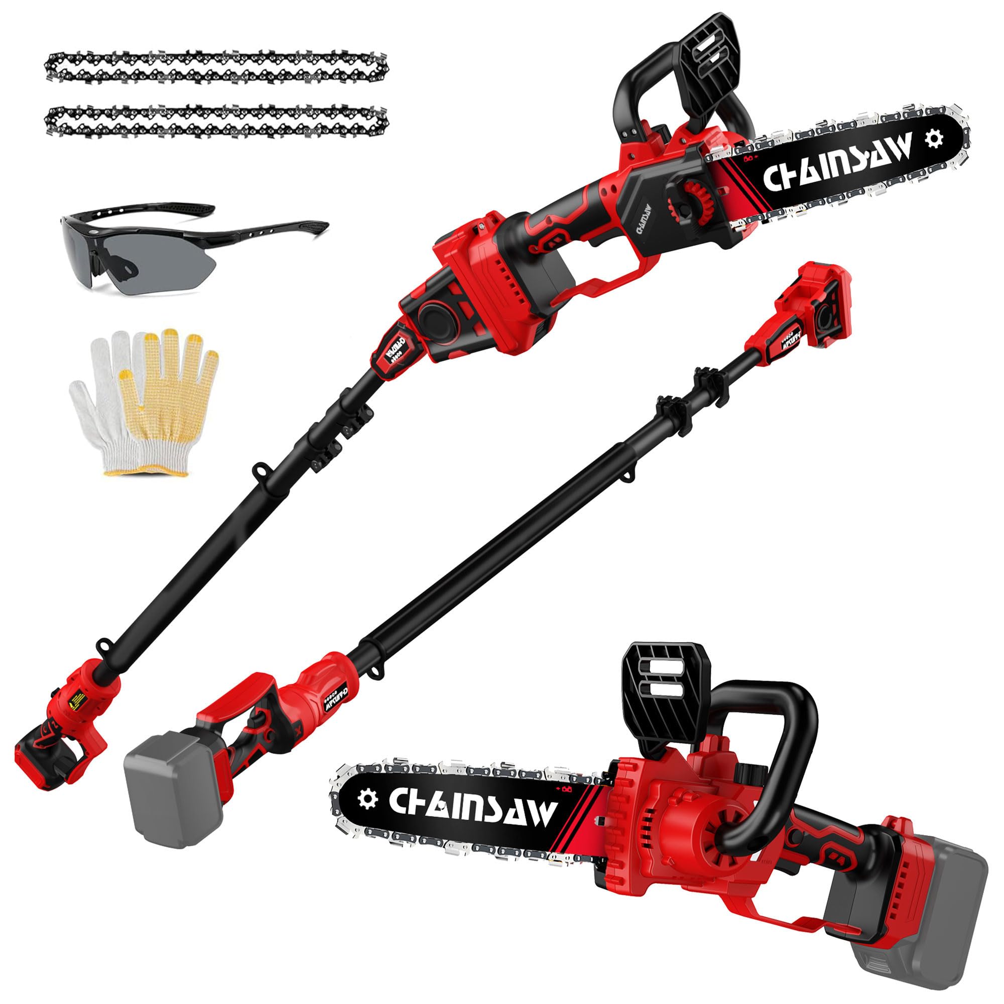 Photo 1 of 2-in-1 Cordless Pole Saw, 8 Inch Brushless Pole Chainsaws Compatibility with Milwaukee 18V Battery(No Battery), 8 lb Lightweight, Auto Oiling, 14.8 FT MAX Extension Pole Saws for Tree Trimming