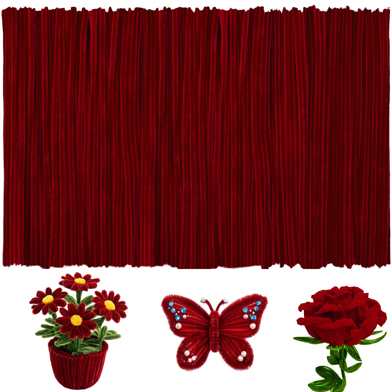 VZF Pipe Cleaners Bulk Pipe Cleaner Flower Kit, DIY Pipe Cleaners Flowers Craft Stems for Classroom Decor Halloween Decor Limpia Pipas,Valentines Day Gifts Chenille Stems Crafting Supplies Craft Kits