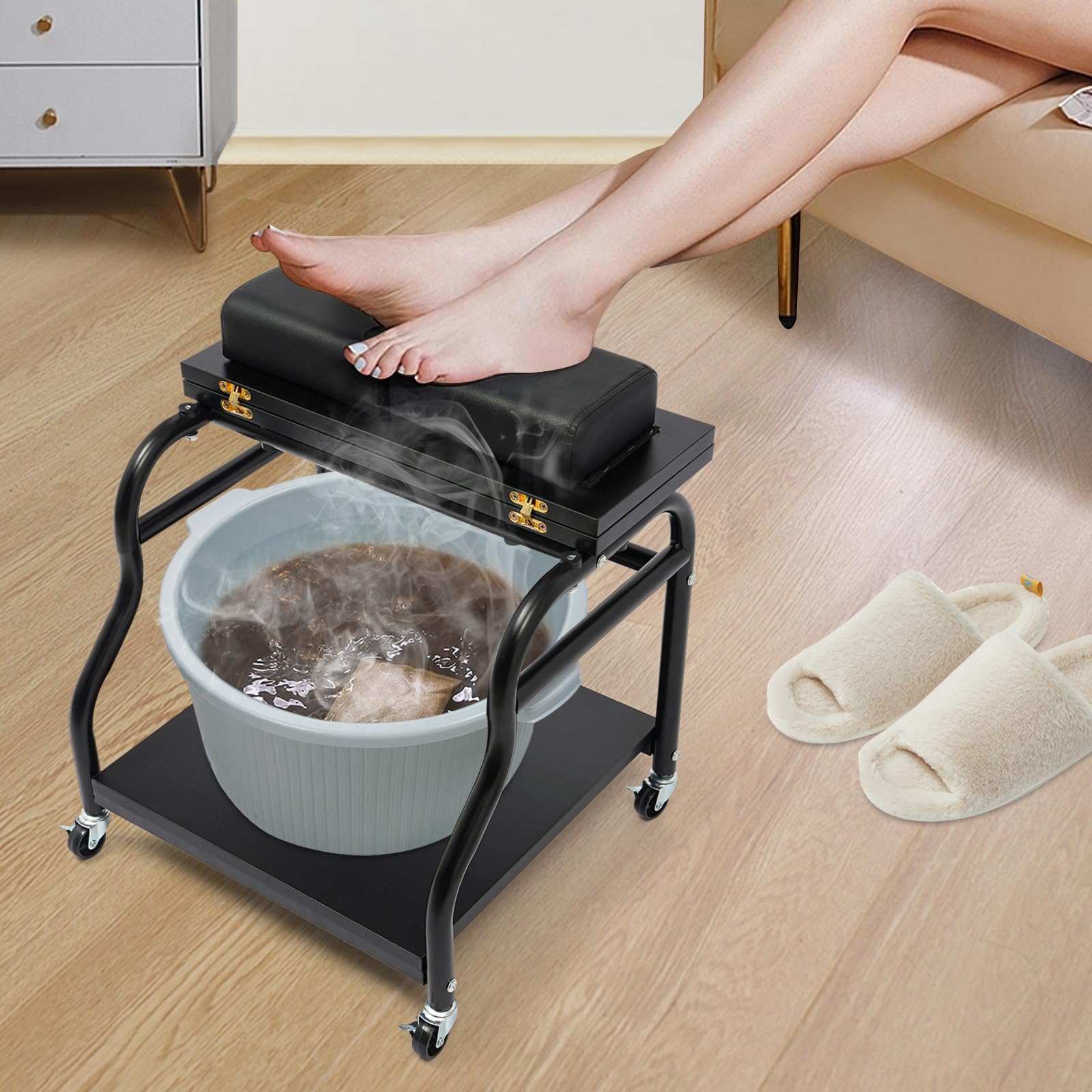 Carrello da Parrucchiere BZYFJB Pediluvio per Manicure e Massaggio Salone Portatile con 4 Ruote e poggiapiedi Dispositivo Professionale per la Cura dei Piedi per saloni di Bellezza