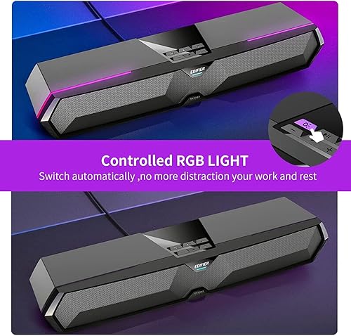 Miniatura 7 de Edifier Barra de sonido de computadora MG300: altavoces fuertes con graves profundos - Interruptor RGB Micrófono incorporado para altavoces