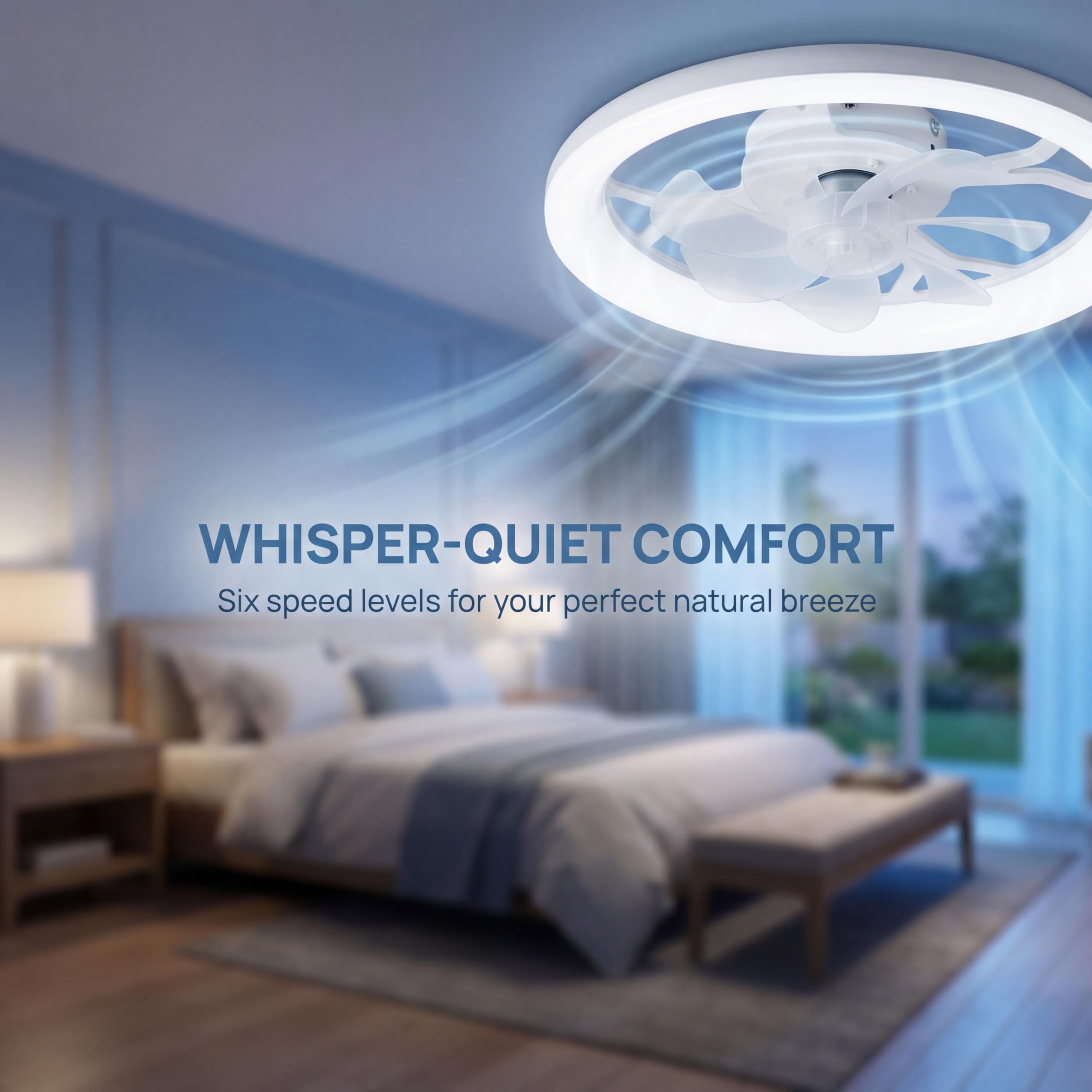 LED-Deckenventilator mit Beleuchtung Ø45cm 3 Farbtemperaturen 6 Geschwindigkeiten Fernbedienung dimmbar