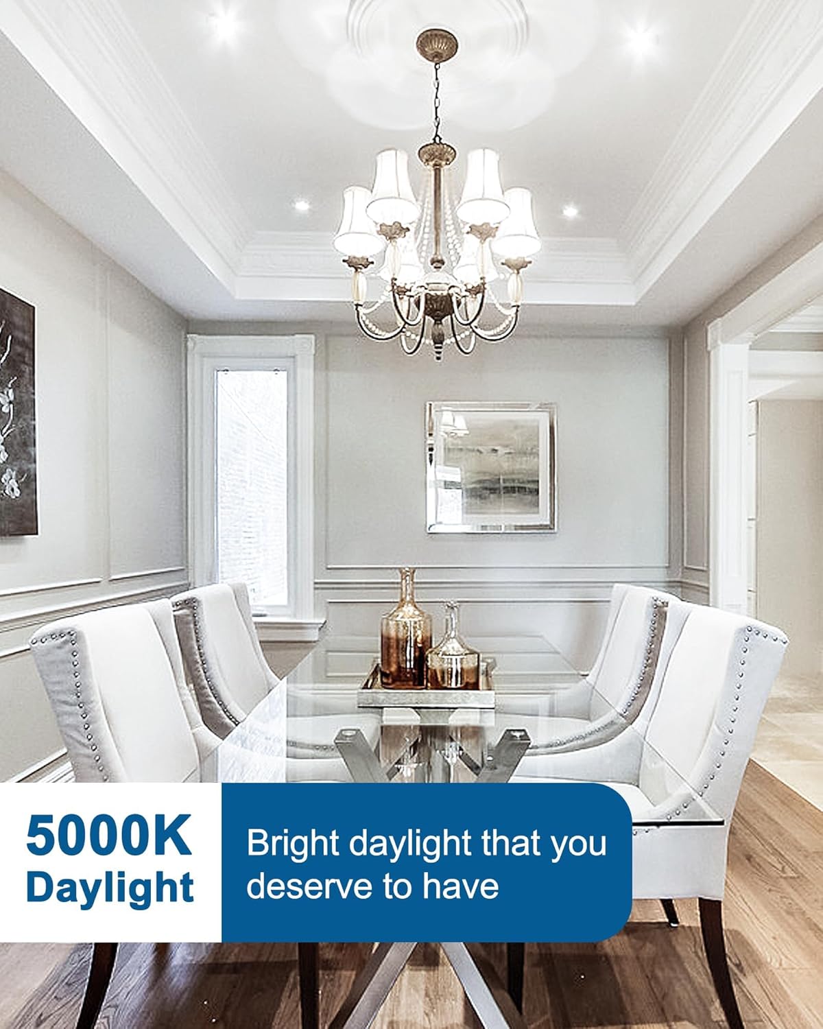 Flaspar Ceiling Fan Light Bulbs 60 Watt Equivalent, G45 E12 LED Bulb, Daylight 5000K Candelabra Bulb Base, Small A15 LED Globe Bulbs, 120V 6W High Brightness 600LM CRI85+, Not-Dimmable, 3 Pack