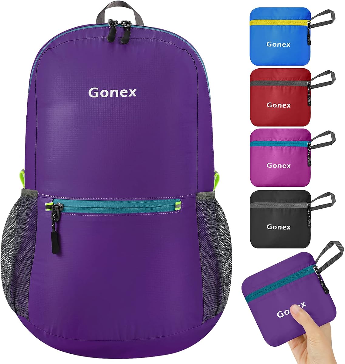 Mochila plegable ultraligera, práctica, plegable, para acampar, viajar al aire libre, ciclismo, mochilero | Nailon resistente al agua, se pliega en el bolsillo, 3 compartimentos con cremallera, uso para senderismo y viajes