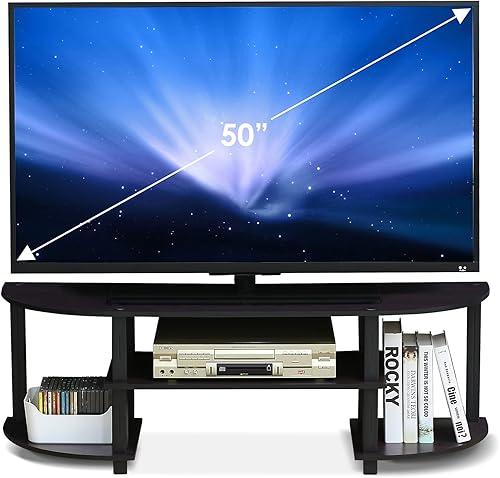 Miniatura 4 de Furinno Turn-S-Tube - Amplio centro de entretenimiento para televisión, color nogal oscuro Marrón oscuro,Ámbar Pino/Negro,Negro/Gris,Espresso /