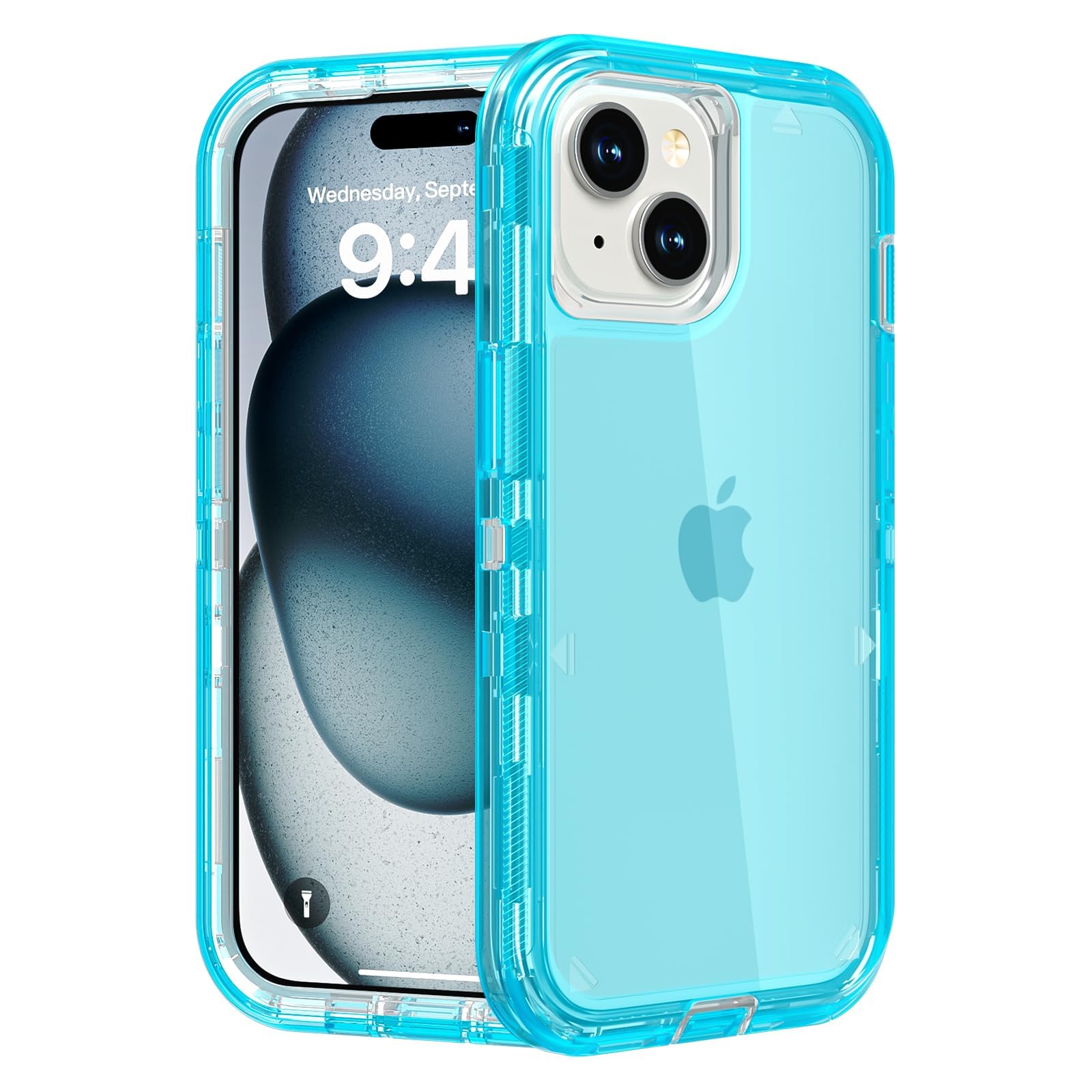Follaroma for iPhone 15 Plus Case, Heavy Duty Shockproof Protection Phone Cases, Dual Layer Transparent Protective Cover Compatible with iPhone 15