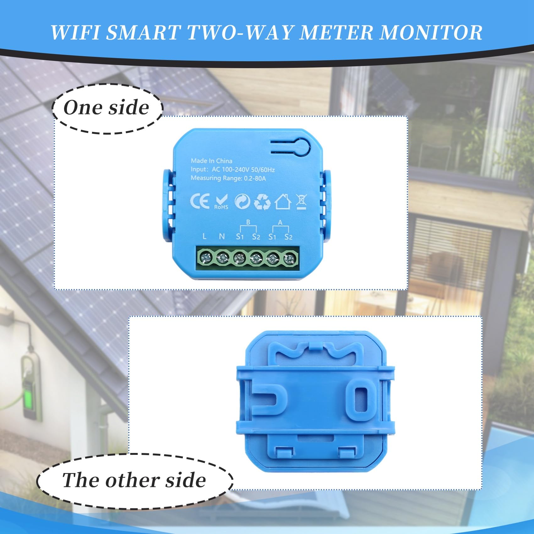 2 Medidores de Energía Inteligentes Tuya, Monitor de Consumo de Energía Bidireccional, Compatible con Control por Aplicación