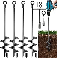 Fabulas Heavy Duty 18 Inch Ground Anchors 4-Pack - Screw-in Earth Anchors for Swing Sets, Trampolines, Tents, Sheds & High Wind Security