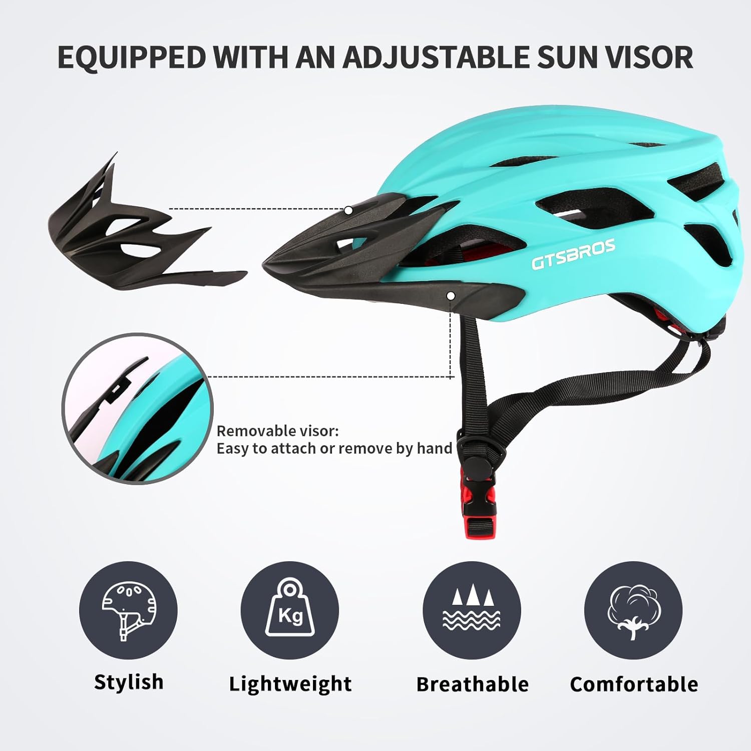 Bike Helmet with Visor for Women and Men – Lightweight Bicycle Helmet for Mountain Biking and City Riding