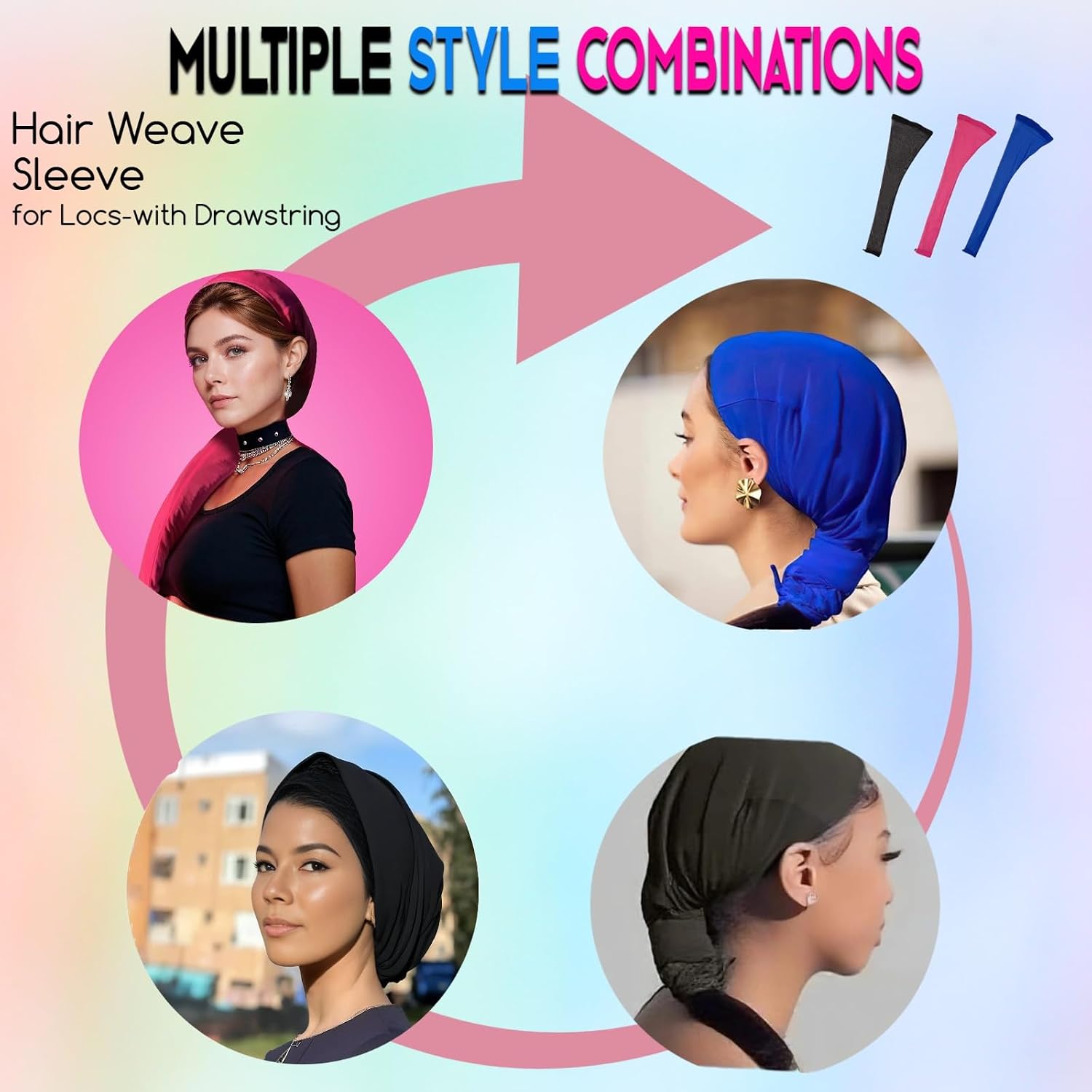 Hair Weave Sleeve for Locs, Braids & Twists, 2-Pack with Wig Cap, Brown | 27.6 in Long, Fits 20-25 in Head circumference, 4-Way Stretch Nylon Mesh, Non-slip design, For Women's Daily & Overnight Wear