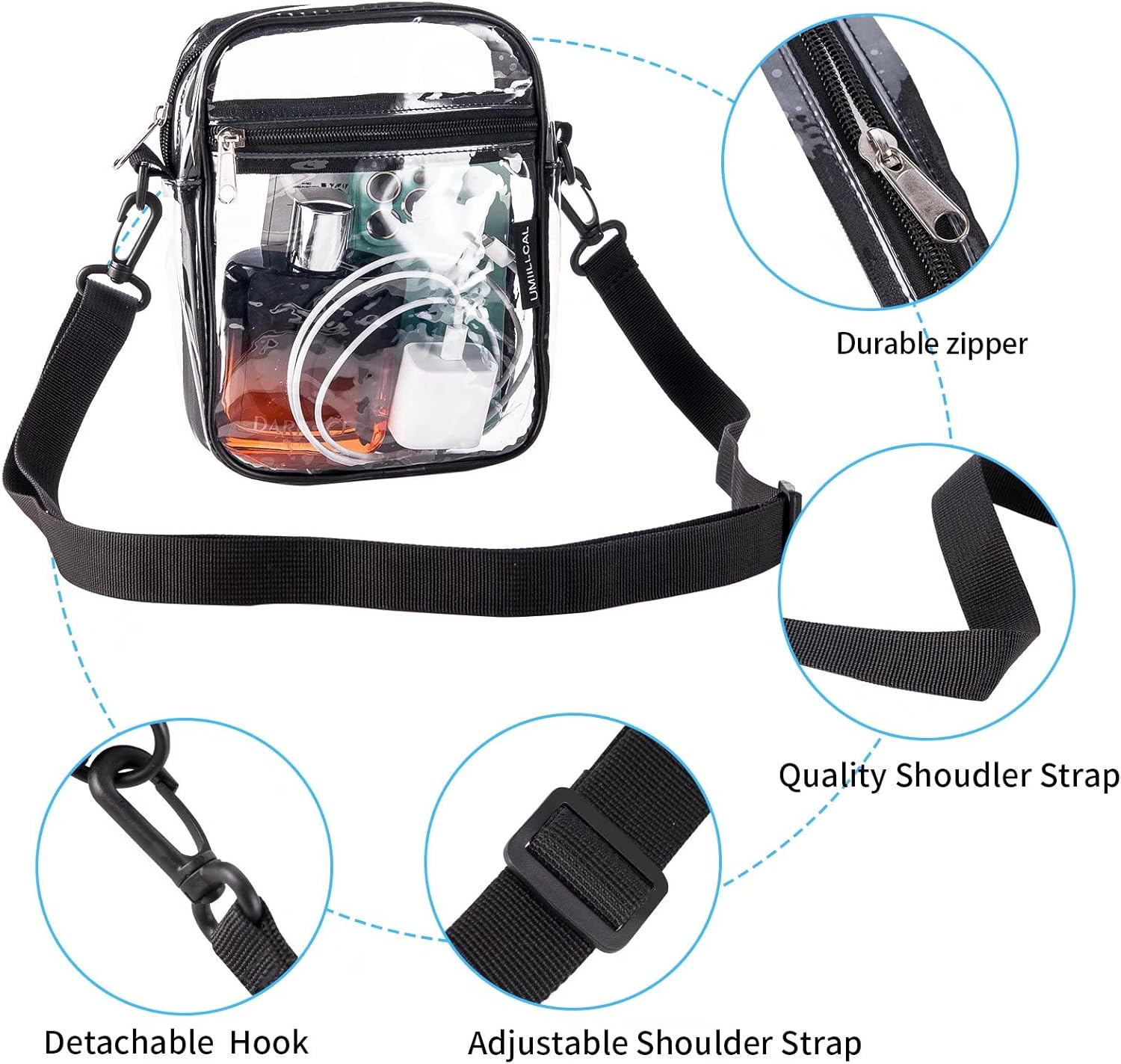 Clear Crossbody Bag,Stadium Approved Clear Purse for Concerts,Travel,Gym : Sports & Outdoors