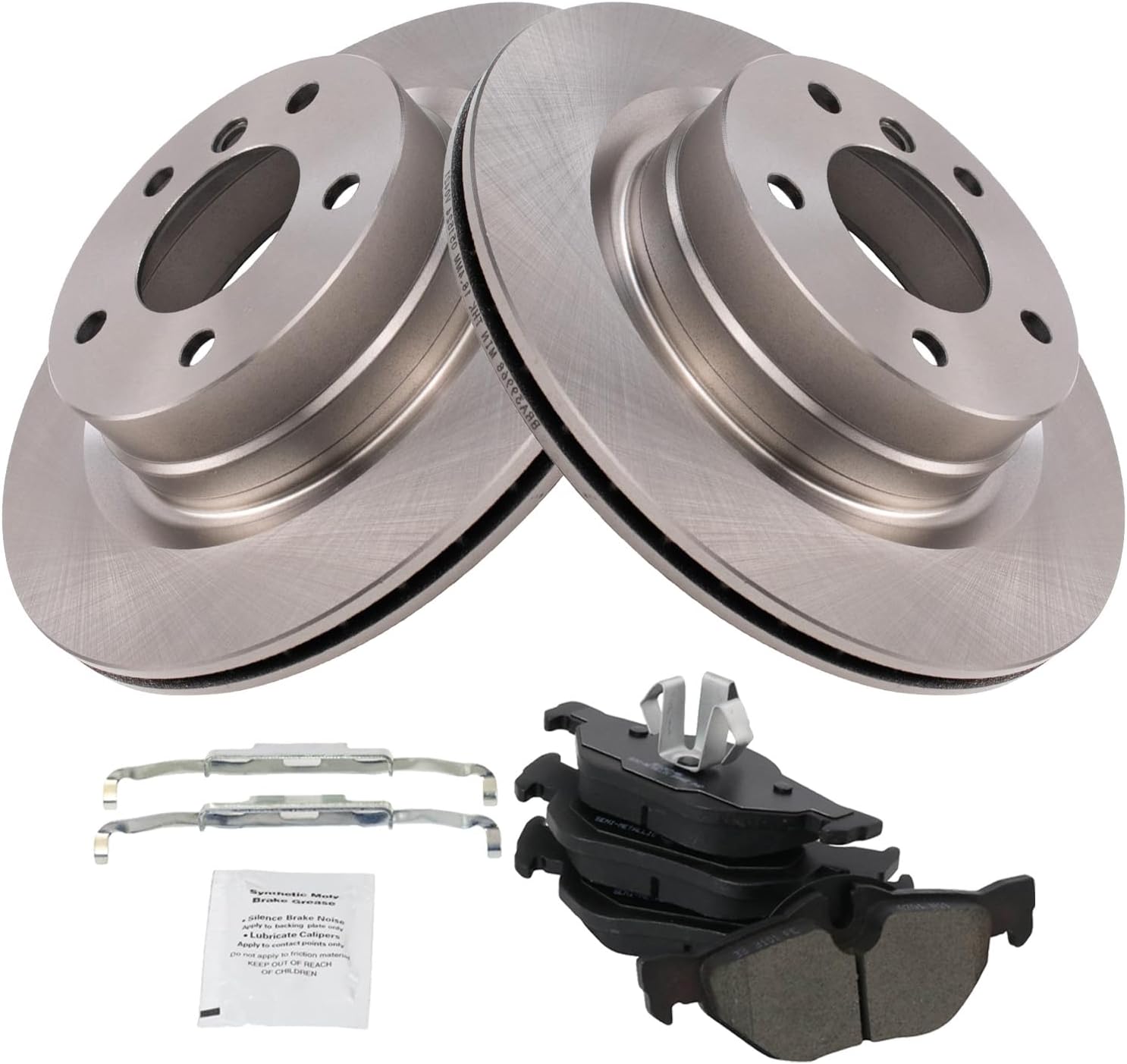 TRQ Rear Brake Pad & Rotor Kit Brake Pads Brake Rotor Semi-Metallic Compatible with 2007-2013 BMW 328i