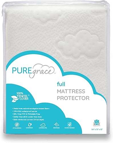 Protector de colchón completo de eucalipto de PUREgrace  Tencel de lujo natural  resistente al agua  Almohadilla transpirable y silenciosa