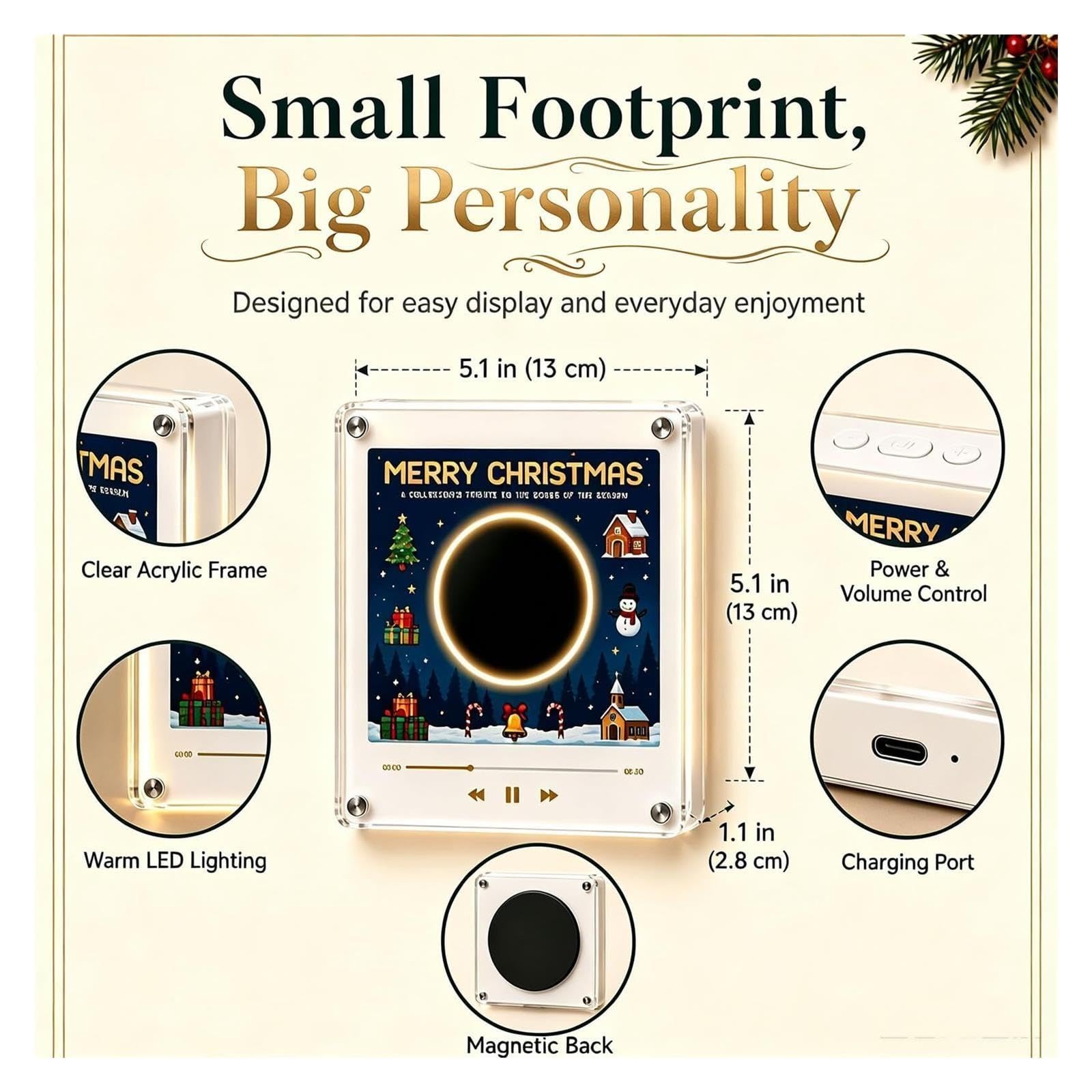 Coffret Musical pour Réfrigérateur Vinyle Magnétique De Noël, Cadeau