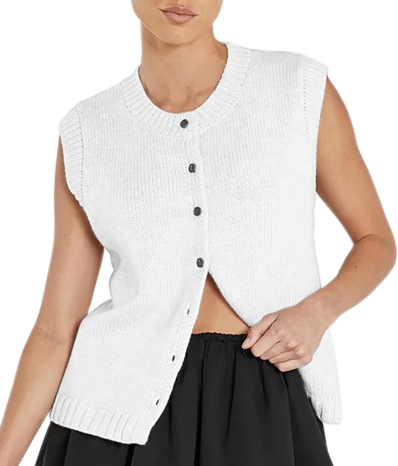 Women Knit Sweater Vest Shirts Open Front Button Jamaica Ubuy