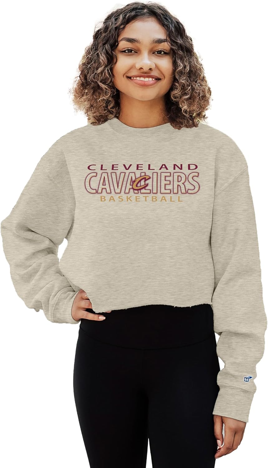 Blue 84 NBA womens Nba Officially Licensed Women's Cropped Crewneck Sweatshirt Oatmeal