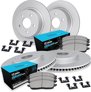 R1 Concepts Front Rear Brakes and Rotors Kit |Front Rear Brake Pads| Brake Rotors and Pads| Ceramic Brake Pads and Rotors |Hardware Kit|fits 2011-2016 Mini Cooper Countryman, Cooper Paceman