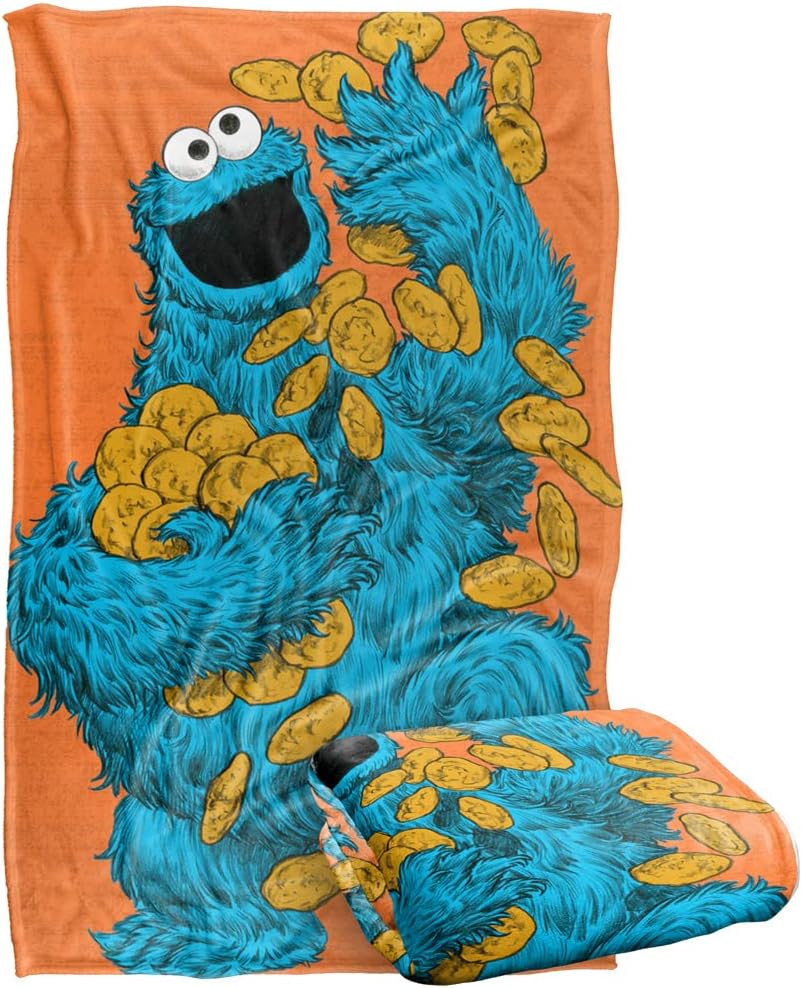 Sesame Street Cookie Monster Painted Officially Licensed Silky Touch Super Soft Throw Blanket 36" x 58"